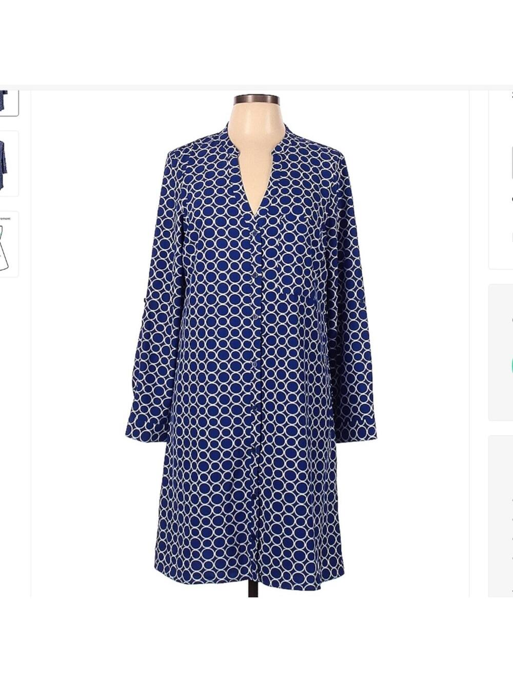 JustFab Blue and White Shirtdress - Sz Large